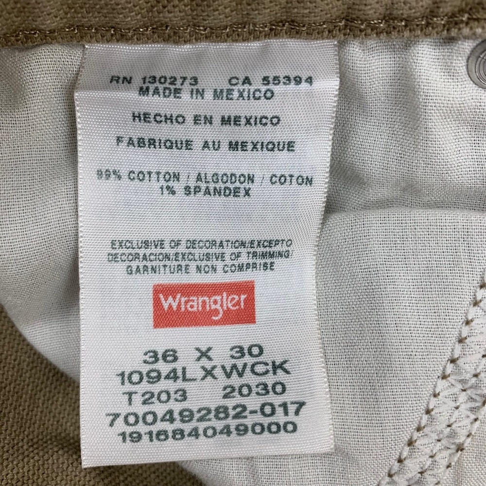 Wrangler Carpenter Pants Mens 36x30 Khaki Tan Straight Leg Canvas Workwear - Picture 5 of 8